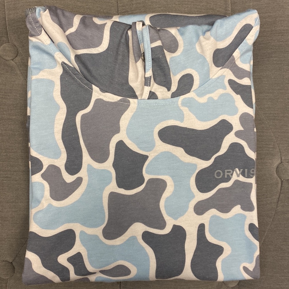 Orvis Large Drirelease Falls Blue Camo Hoodie